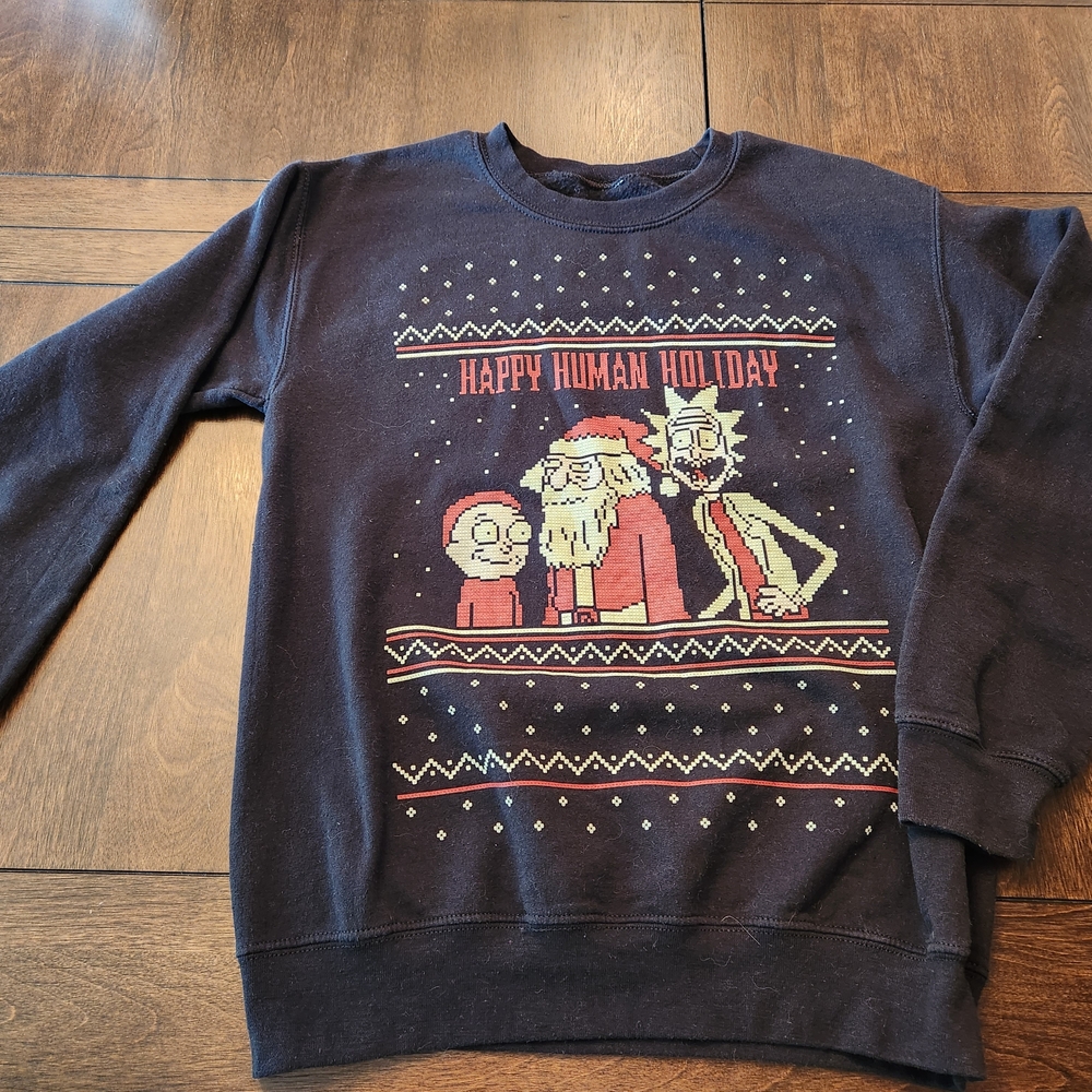 Festive Navy Sweatshirt with Holiday Print